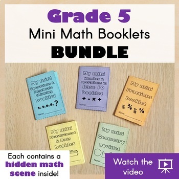 Preview of GRADE 5 Mini Math Booklets - Fun Review - Each contains a hidden math scene!