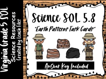 Preview of 5th Grade VA Science SOL 5.8 Earth Patterns Task Cards