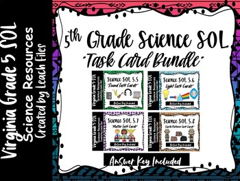 Preview of 5th Grade VA Science SOL Task Card Bundle {Growing}