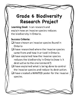 biodiversity research project grade 6