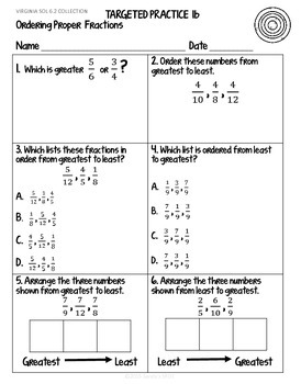 grade practice fractions decimals virginia sol percents targeted