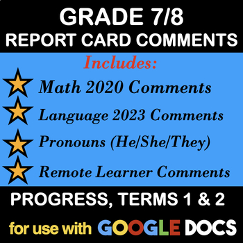 Preview of GRADE 7/8 REPORT CARD COMMENTS - FULL YEAR