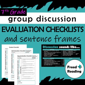 Preview of GRADE 7 Group Discussion Evaluation Checklists and Sentence Frames