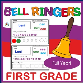 Preview of Daily Morning Work Bell Ringers For First Grade with Math Number Practice