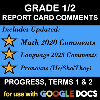 Preview of GRADES 1/2 REPORT CARD COMMENTS FOR ENTIRE YEAR