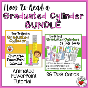 Preview of GRADUATED CYLINDERS PowerPoint and Task Cards BUNDLE