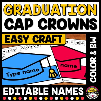 Preview of GRADUATION CAP CRAFT CROWN PRINTABLE NAME HAT ACTIVITY KINDERGARTEN PRESCHOOL