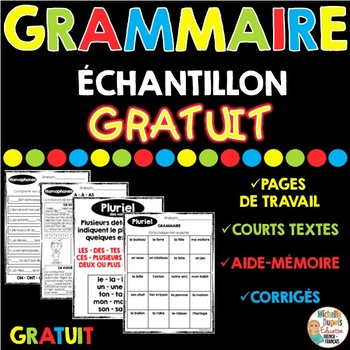 Preview of GRAMMAIRE - ÉCHANTILLON GRATUIT en français