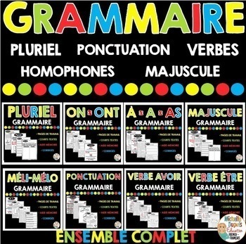 Preview of French Grammar - GRAMMAIRE -Noms- Adjectifs - Pluriel  French Verbs & Adjectives