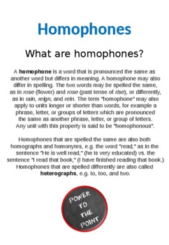 Preview of Homophones - +100 with funny explanations