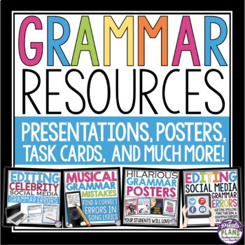 Preview of Grammar Activity Bundle - Activities, Assignments, Slides, Posters, Task Cards