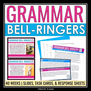 Preview of Grammar Bell Ringers - Editing Grammar, Punctuation, & Spelling Task Cards