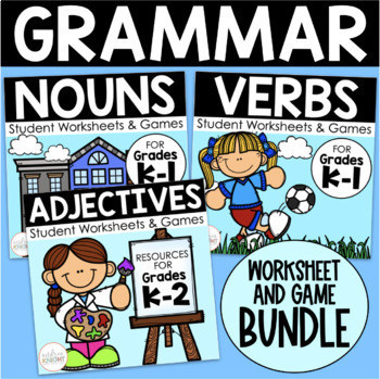 Preview of Grammar Bundle - Worksheets and Games for Nouns, Verbs, and Adjectives