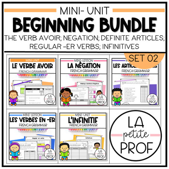 Preview of GRAMMAR MINI UNIT BUNDLE 2 | French Grammar Lessons | Print & Easel