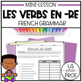 Preview of GRAMMAR MINI UNIT | Les verbes en -re | Conjugating regular -re verbs in French