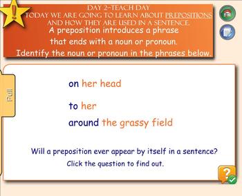 Preview of GRAMMAR for SMARTBOARD-PREPOSITIONS