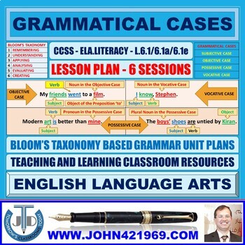 Preview of GRAMMATICAL CASES - SUBJECTIVE, OBJECTIVE & POSSESSIVE: UNIT LESSON PLAN