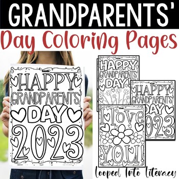 Preview of GRANDPARENTS' DAY 2024 FREE COLORING PAGES TWO SIZES!