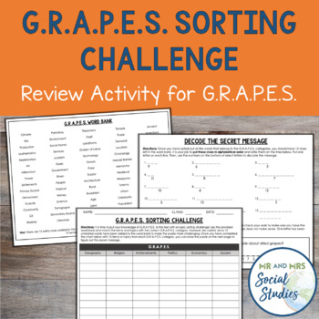 Preview of GRAPES Activity | Sorting Challenge