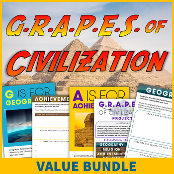Preview of GRAPES Ancient Civilizations Resource Activities Value Unit Bundle