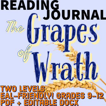 Preview of GRAPES OF WRATH Independent Reading Journal - 3 Levels of Differentiation!