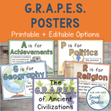 GRAPES Posters for Ancient Civilizations | Printable and Editable