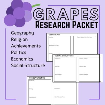 Preview of GRAPES Social Studies Research Packet