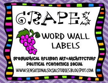 Preview of GRAPES Word Wall Labels