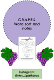 GRAPES word sort and lesson