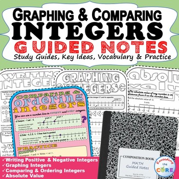 Preview of GRAPHING & COMPARING INTEGERS Doodle Math - Interactive Notebooks (Guided Notes)