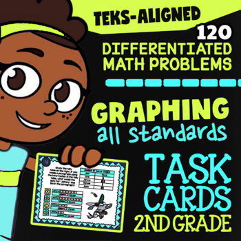 Preview of GRAPHING ★ Math TEKS 2.10A 2.10B 2.10C 2.10D ★ TEK-Aligned 2nd Grade Task Cards