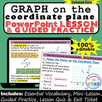 Preview of GRAPHING ON THE COORDINATE PLANE PowerPoint Lesson AND Guided Practice - DIGITAL