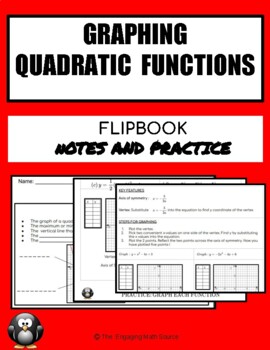 Preview of GRAPHING QUADRATIC FUNCTIONS -NOTES AND PRACTICE FLIPBOOK