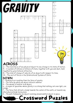 GRAVITY Crossword Puzzles All About GRAVITY Crossword Activities