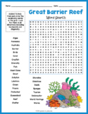 GREAT BARRIER REEF Word Search Puzzle Worksheet Activity