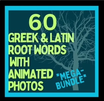 Preview of GREEK AND LATIN ROOT Bundle, 60 Roots, Photos, Vocab Inferential Thinking PPT