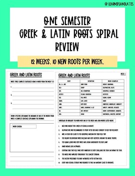 Preview of GREEK AND LATIN ROOTS SPIRAL REVIEW (ONE SEMESTER)