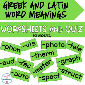 Preview of GREEK AND LATIN WORD MEANINGS | Activities and Quiz Vocabulary Strategies