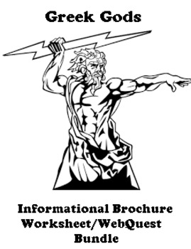 Preview of GREEK GODS "Informational Brochure" WebQuest & Worksheet Bundle