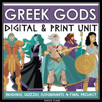 Preview of Greek Mythology Unit - Greek Gods Reading Activities - Digital Print Bundle