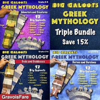 Preview of GREEK MYTHOLOGY Activities — *TRIPLE* BUNDLE: Gods, Heroes, and Monsters
