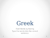 GREEK Root Words PPT for GED Science Cloze Sentences:  Adult ED