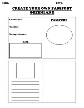 GREENLAND Create your Own Passport Worksheet by Pointer Education