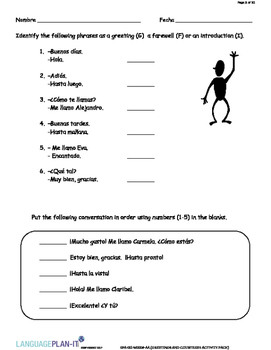 Preview of GREETINGS AND COURTESIES ACTIVITY PACK (ITALIAN)