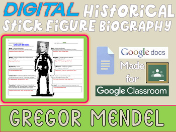 Preview of GREGOR MENDEL Digital Historical Stick Figure Biography (MINI BIOS)