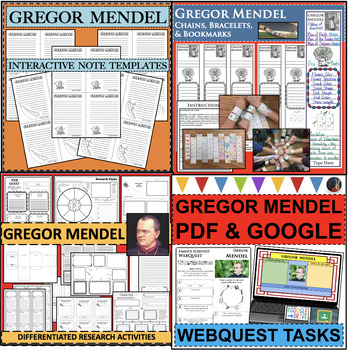 Preview of GREGOR MENDEL BUNDLE Science Scientist Research Project Biography Notes