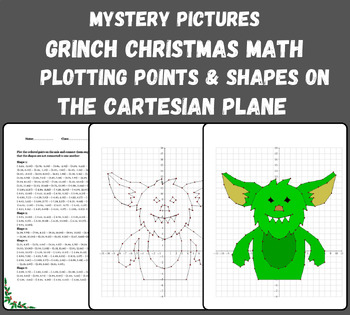 Preview of GRINCH CHRISTMAS Coordinate Plane Graphing Plotting Points Mystery Pictures