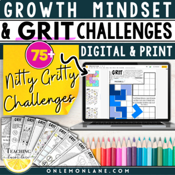 Preview of GATE, Grit & Growth Mindset Activities, Worksheet Lesson Growth Mindset Activity