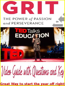 Preview of GRIT Ted Talk Video Guide with KEY for ALL Subjects Growth Mindset