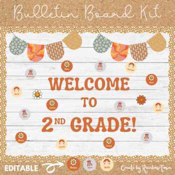 Preview of GROOVY Boho Welcome Back To School Bulletin Board Door Decor